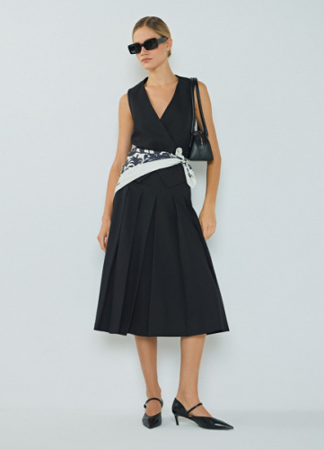 Юбка миди со складками, Черный