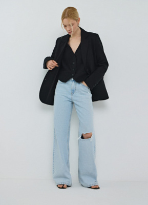 Прямые свободные джинсы, Голубой