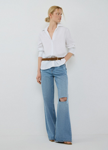 Прямые свободные джинсы, Голубой