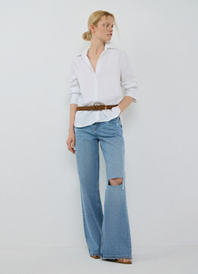 Прямые свободные джинсы, Голубой