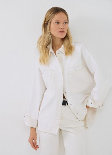 Джинсовая куртка-рубашка, Белый