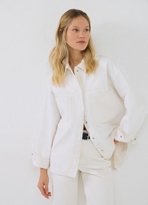 Джинсовая куртка-рубашка, Белый