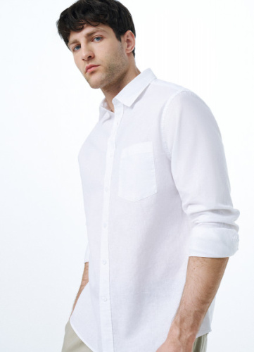 Рубашка из смесового льна, Белый
