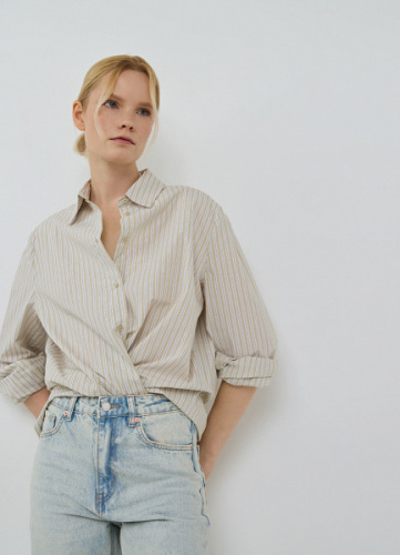 Базовая рубашка в полоску, Зеленый