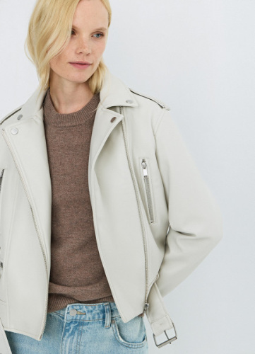 Куртка-косуха из искусственной кожи, Бежевый