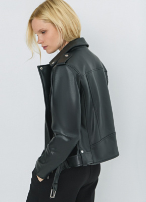 Куртка-косуха из искусственной кожи, Черный