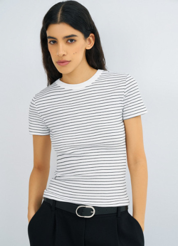 Футболка в рубчик, Белый