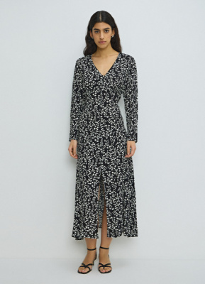 Платье макси с принтом, Черный