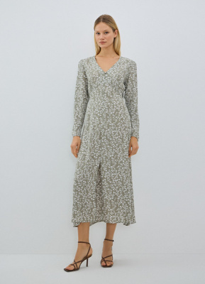 Платье макси с принтом, Зеленый