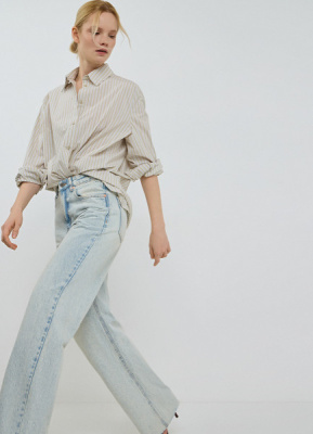 Широкие джинсы с высокой посадкой, Голубой