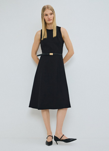 Платье без рукавов с расклёшенной юбкой, Черный