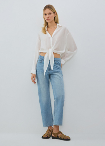 Укороченные прямые джинсы, Голубой