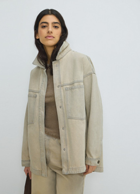 Джинсовая куртка-рубашка, Бежевый