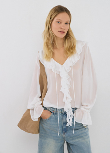 Блузка с рюшами, Белый