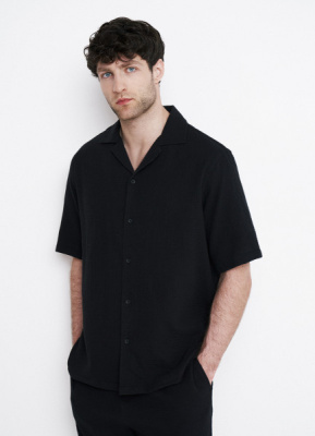 Рубашка из муслина с коротким рукавом, Черный
