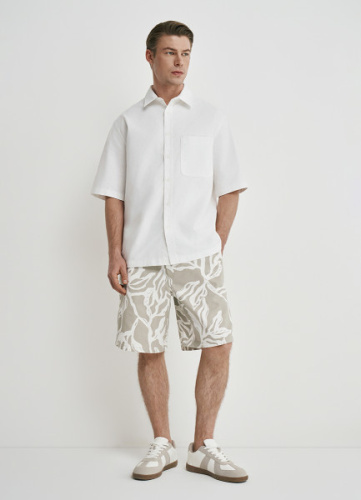 Шорты из твила с принтом, Бежевый