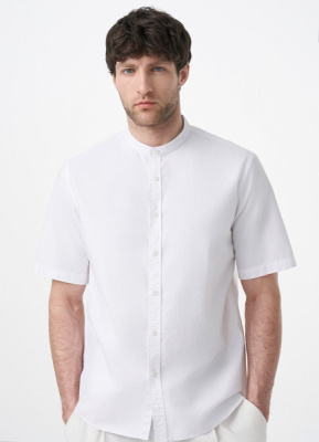 Рубашка из ткани оксфорд с воротником мао, Белый