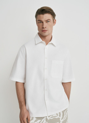 Рубашка из ткани оксфорд с коротким рукавом, Белый