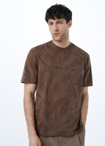 Футболка с растительным принтом, Серый