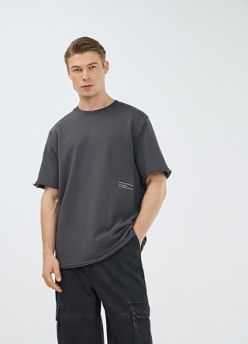 Футболка с текстовым принтом, Серый