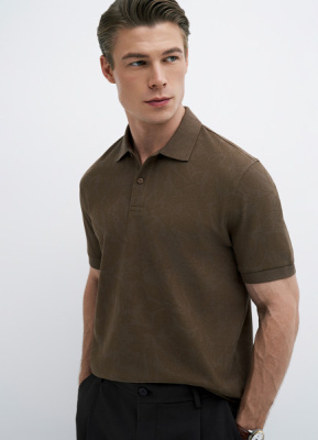 Поло с растительным принтом, Серый