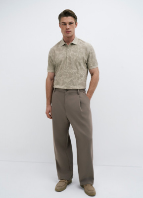 Поло с растительным принтом, Бежевый