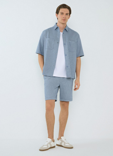 Шорты из двухцветного пике, Голубой