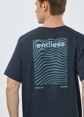 Футболка с морским принтом на спине, Голубой