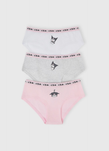 Трусы с принтом Kuromi для девочек, 3 шт., Белый