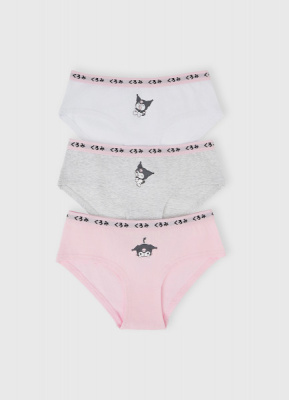 Трусы с принтом Kuromi для девочек, 3 шт., Белый