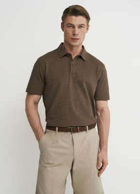 Поло из текстурированной ткани, Серый