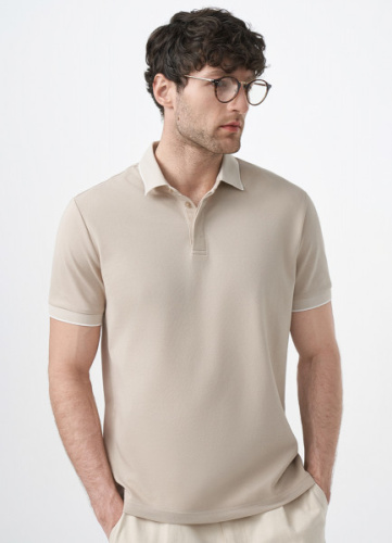Поло из шелковистого пике, Бежевый