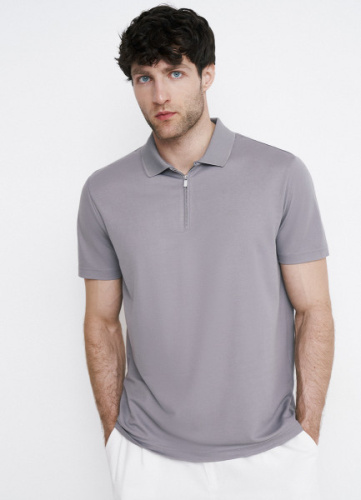 Поло из технологичной ткани с молнией, Серый