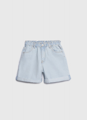 Джинсовые шорты на резинке с поясом, Голубой