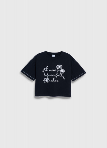 Свободная футболка для девочек, Черный