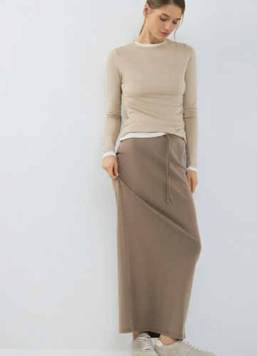 Прямая юбка с эффектом стирки, Бежевый