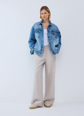 Джинсовая куртка-рубашка оверсайз, Синий