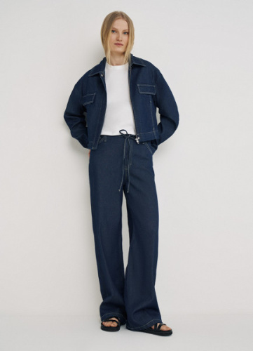 Широкие джинсы со средней посадкой, Синий