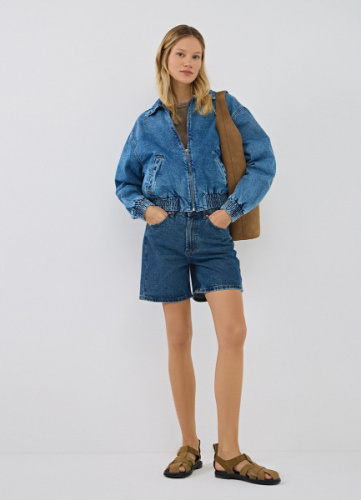 Прямые шорты со средней посадкой, Синий