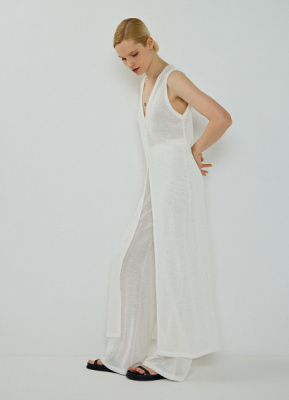 Удлинённый жилет из трикотажа, Белый