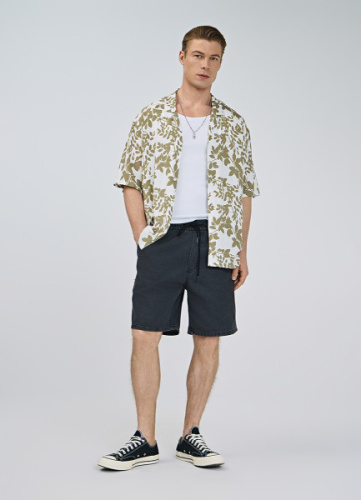 Джинсовые шорты с эластичным поясом, Серый