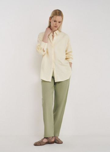 Льняные брюки Baggy, Зеленый