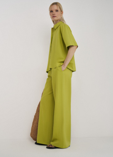 Широкие брюки со льном, Зеленый