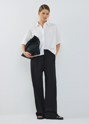 Широкие брюки со льном, Черный