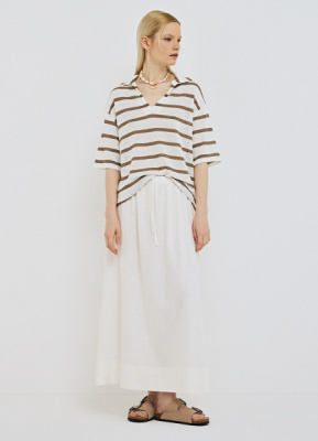 Миди-юбка с эластичным поясом, Белый