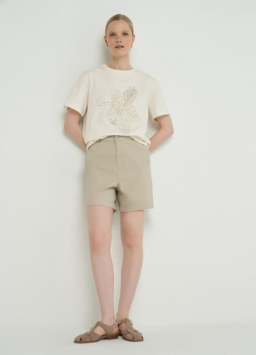 Шорты из хлопка, Бежевый