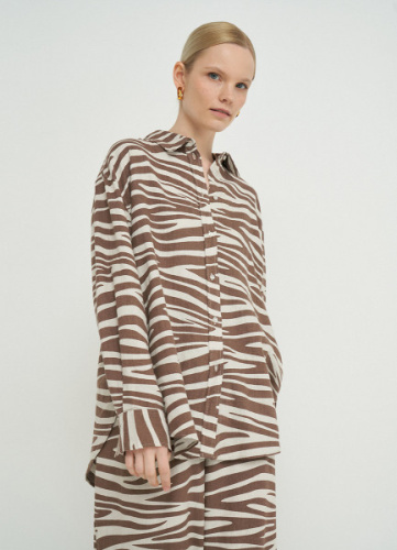 Рубашка изо льна с вискозой, Бежевый