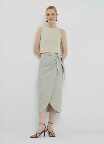 Юбка миди изо льна, Бежевый