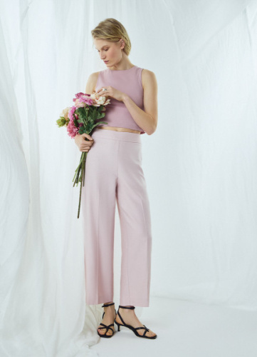 Широкие брюки со льном, Розовый
