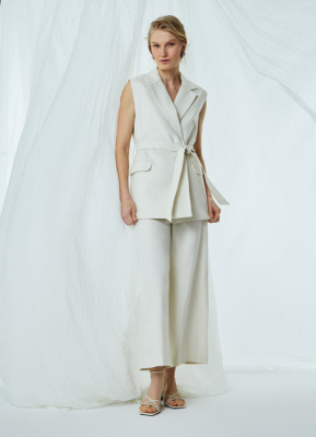 Широкие брюки со льном, Бежевый